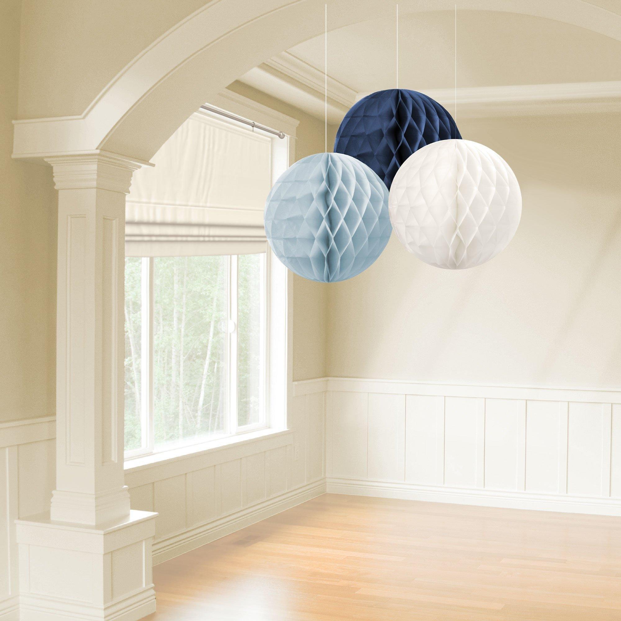 Blue & White Honeycomb Hanging Decorations. Assorted Options - Image 3