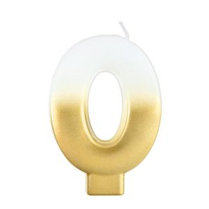 White & Gold Number (0-9) Birthday Candle. 3in