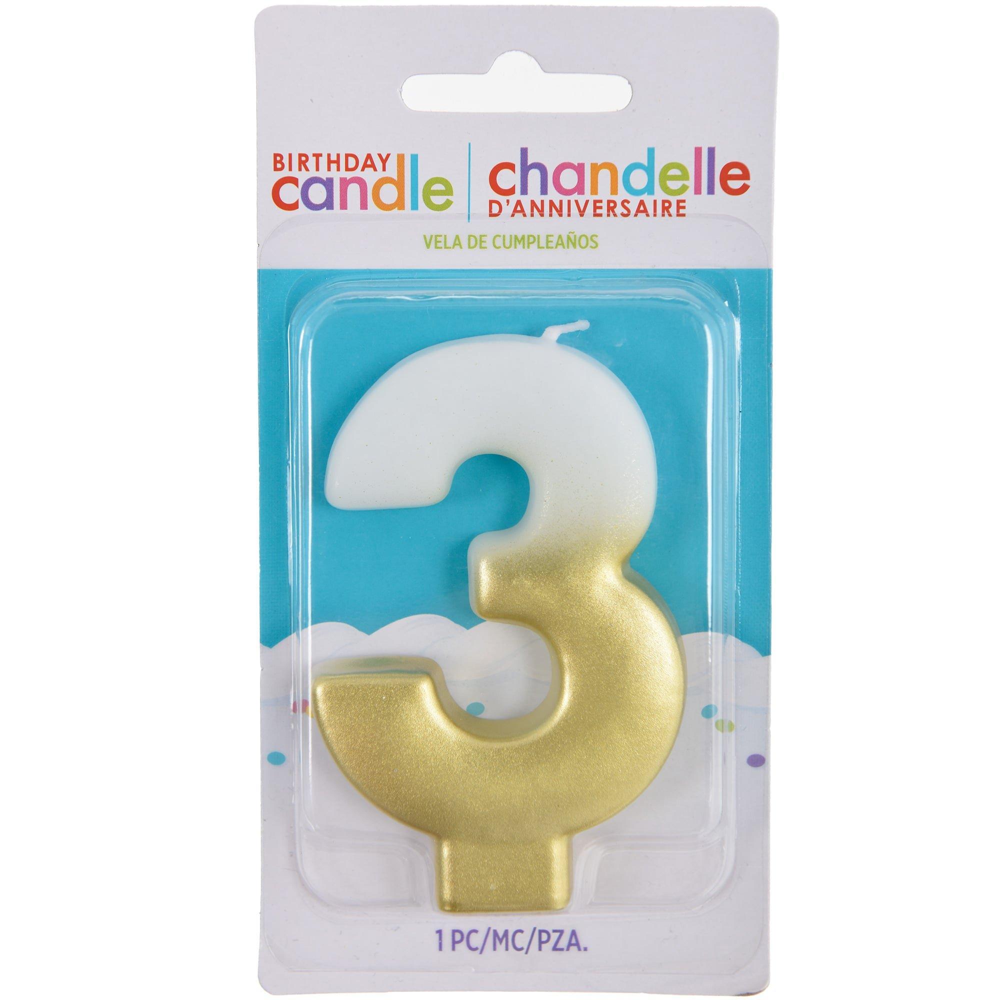 White & Gold Number (0-9) Birthday Candle. 3in - Image 9