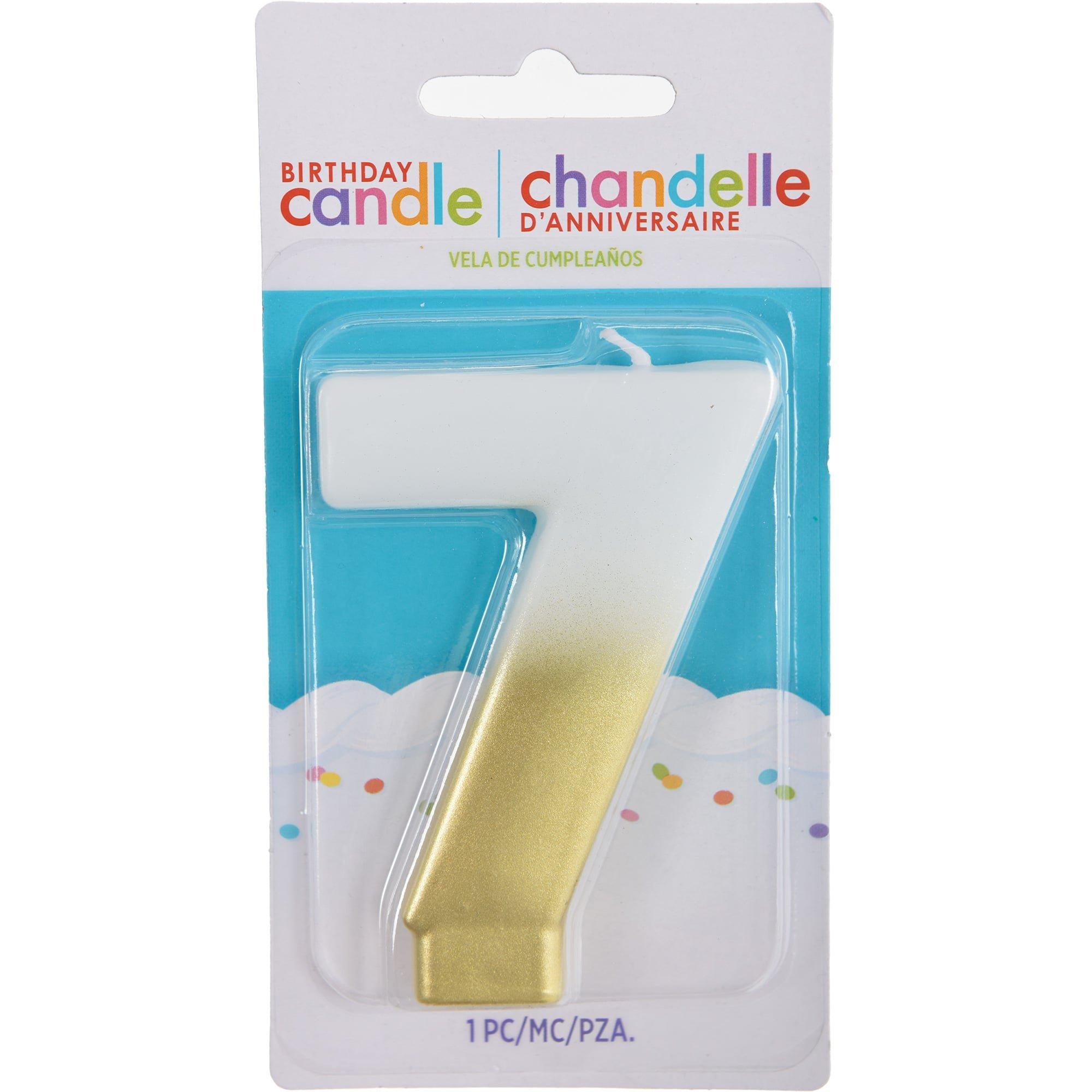 White & Gold Number (0-9) Birthday Candle. 3in - Image 17