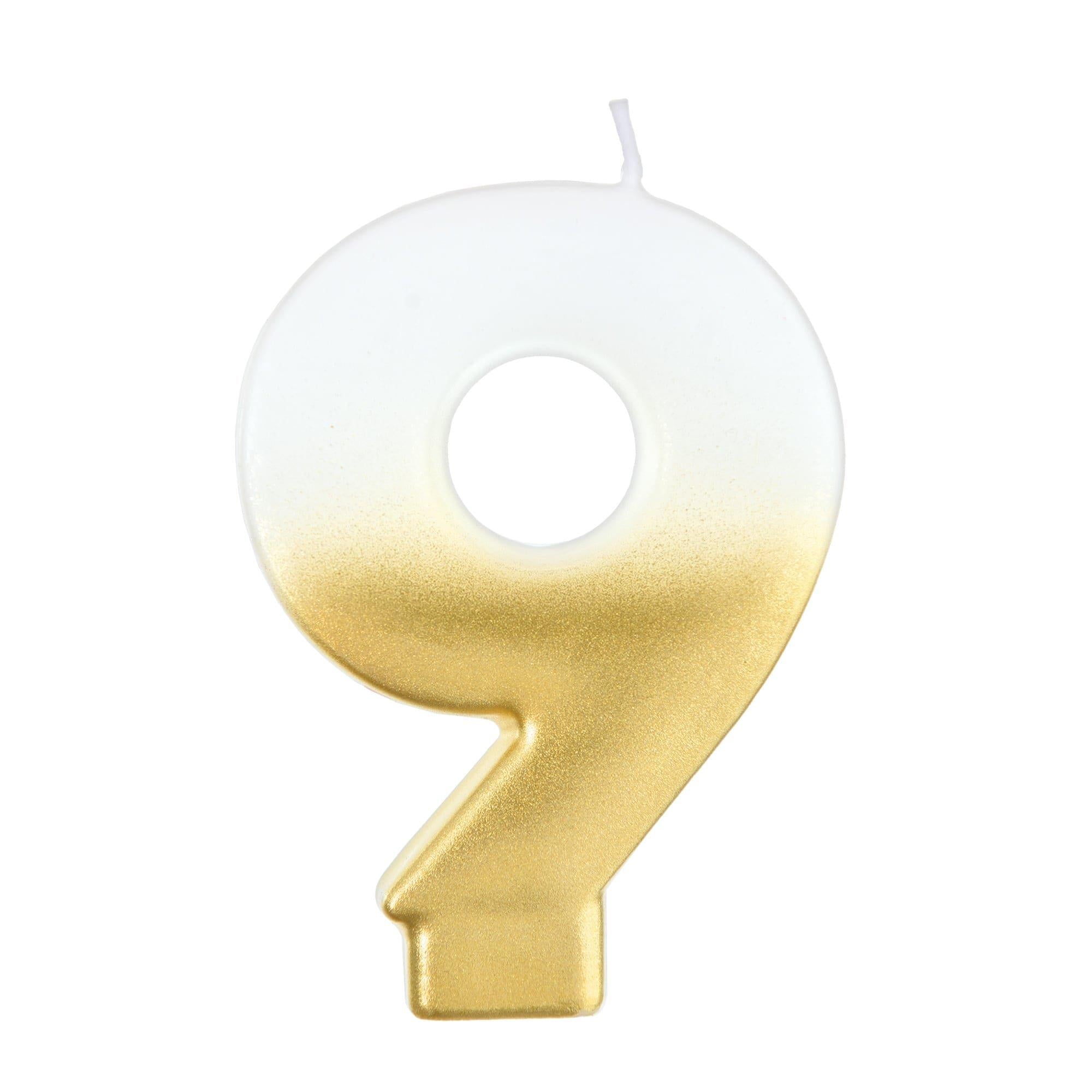 White & Gold Number (0-9) Birthday Candle. 3in - Image 19