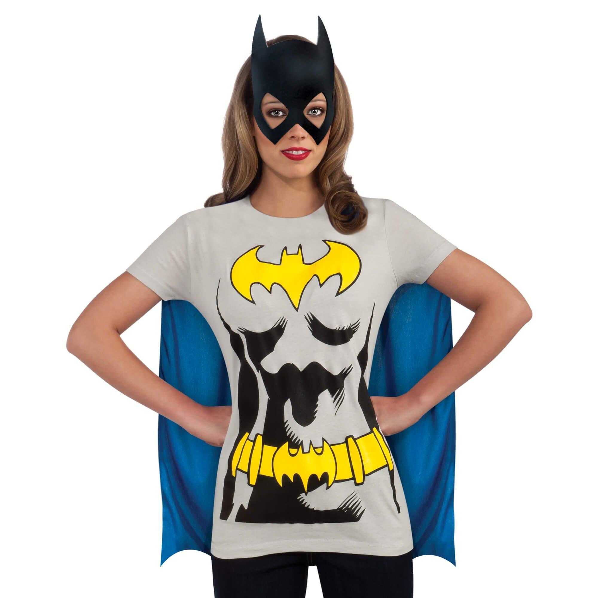 Women's DC Comics Batgirl T-Shirt. Cape and Mask Set