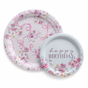 Ribbon and Rose Paper Plates. 8ct. Assorted Options
