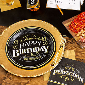 Black & Gold Aged to Perfection Birthday Paper Lunch Napkins. 6.5in. 16ct - Better With Age - Image 2